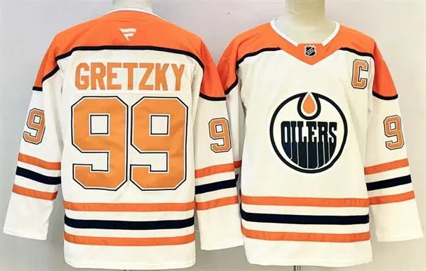 Men's Edmonton Oilers Retired Player #99 Wayne Gretzky Fanatics White Reverse Retro Edition Jersey